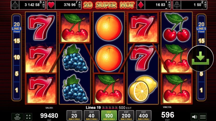 20 Super Hot slot vincita con Wild