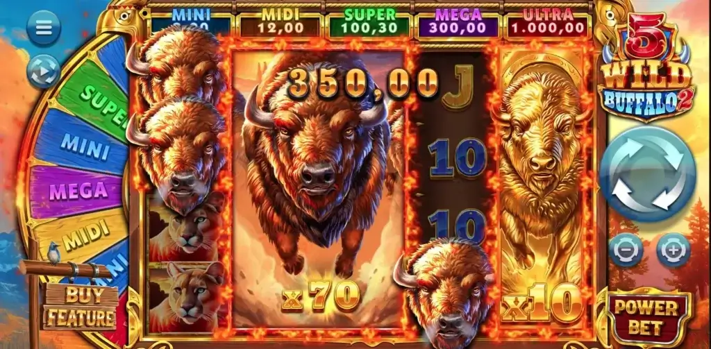 Slot digitale 5 Wild Buffalo 2: schermata di gioco