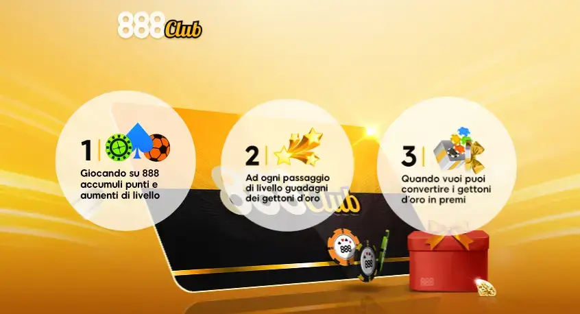 Banner promozionale dell'888 Club