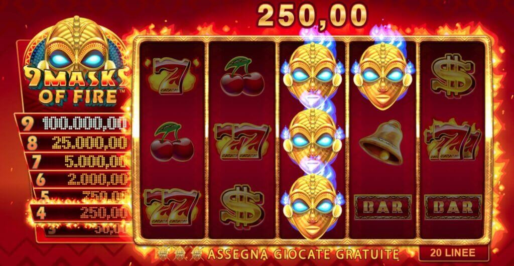 Schermata di gioco di 9 Masks of Fire