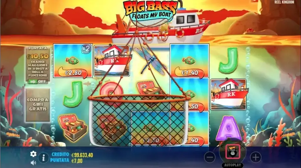 Schermata di gioco della slot Big Bass Floats My Boat