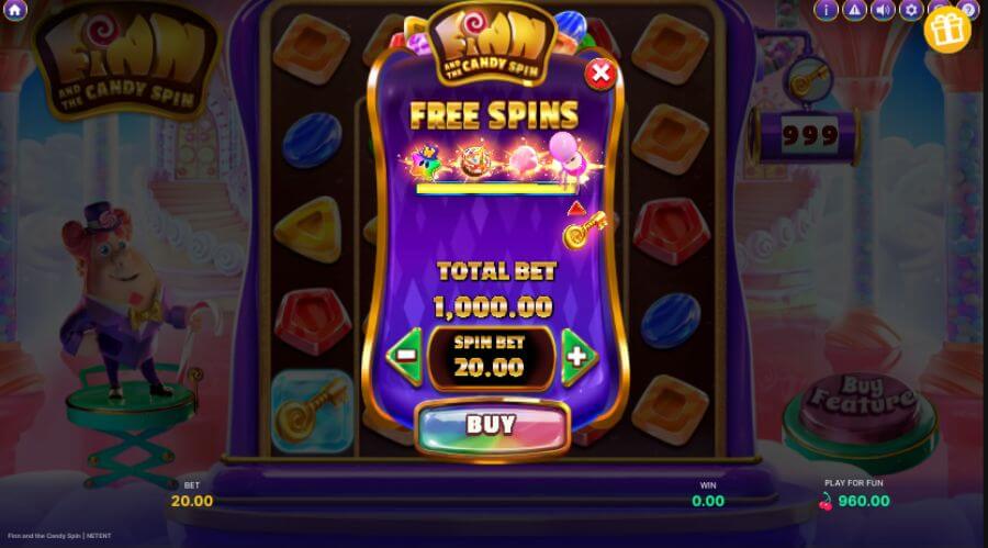 Funzione Bonus Buy di Finn and The Candy Spin