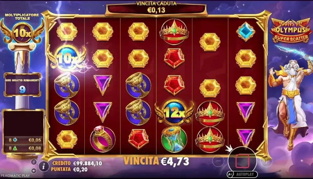 Gates of Olympus Super Scatter video slot - la funzione Super Giri