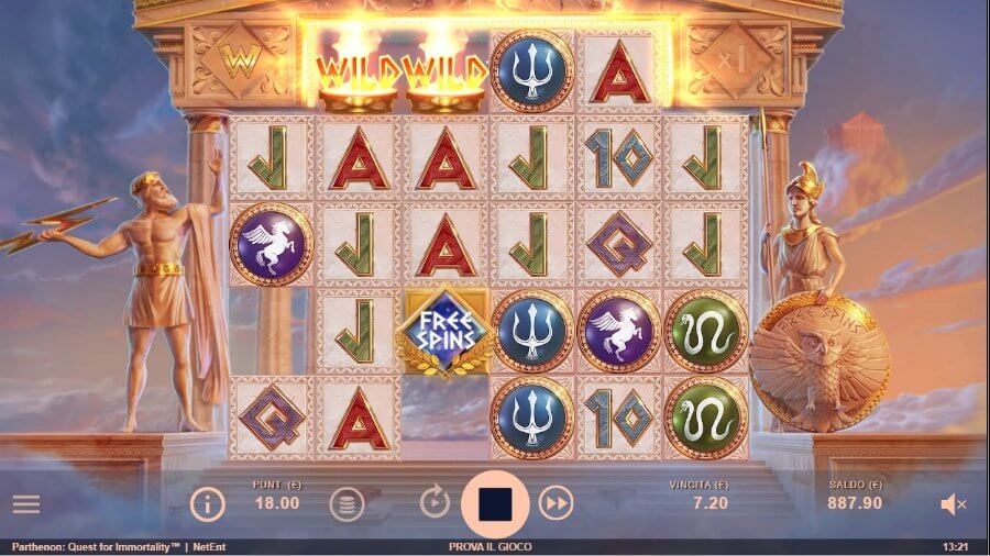 Simboli wild e altri simboli nella slot Parthenon: Quest for Immortality