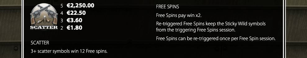 Il pagamento con free spins (simbolo Scatter)