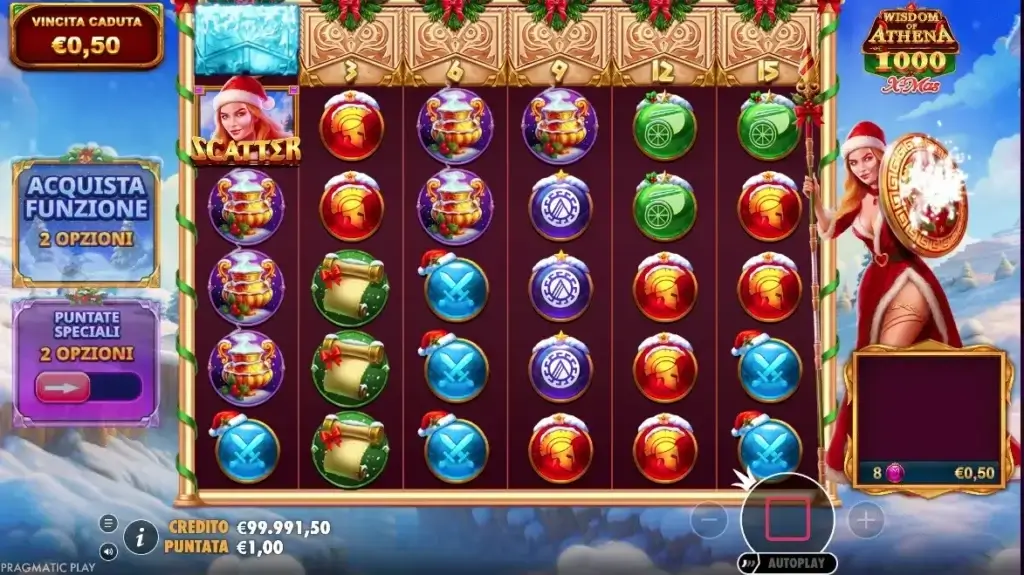 La slot machine online Wisdom of Athena 1000 Xmas