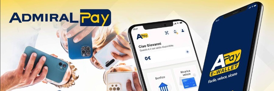 Logo di Admiral Pay ed elementi pubblicitari
