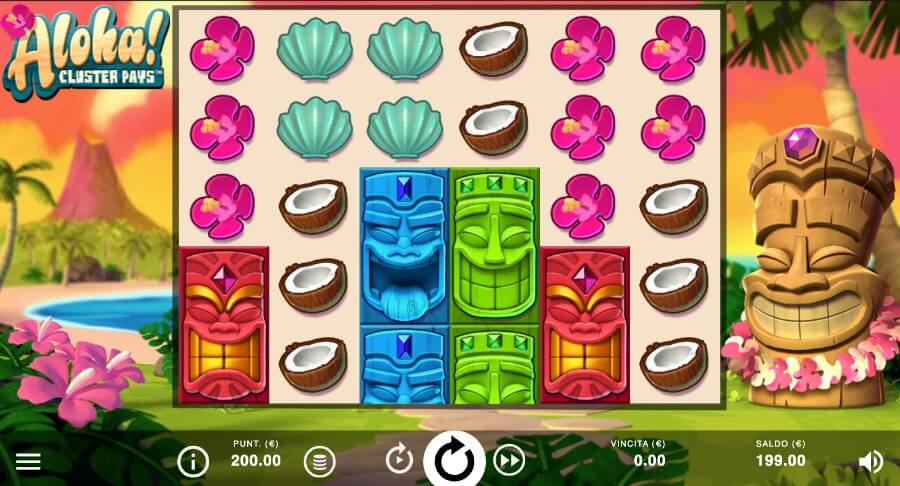 Schermata della slot Aloha Cluster Pays