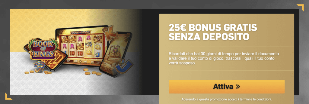 Bonus di Benvenuto Betfair Casinò - 25€ senza deposito
