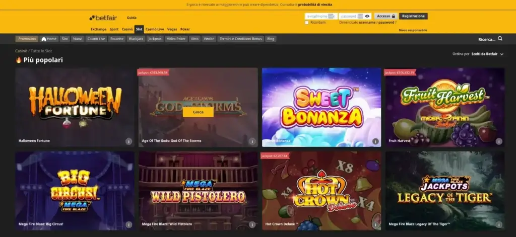 Libreria slot di Betfair.it