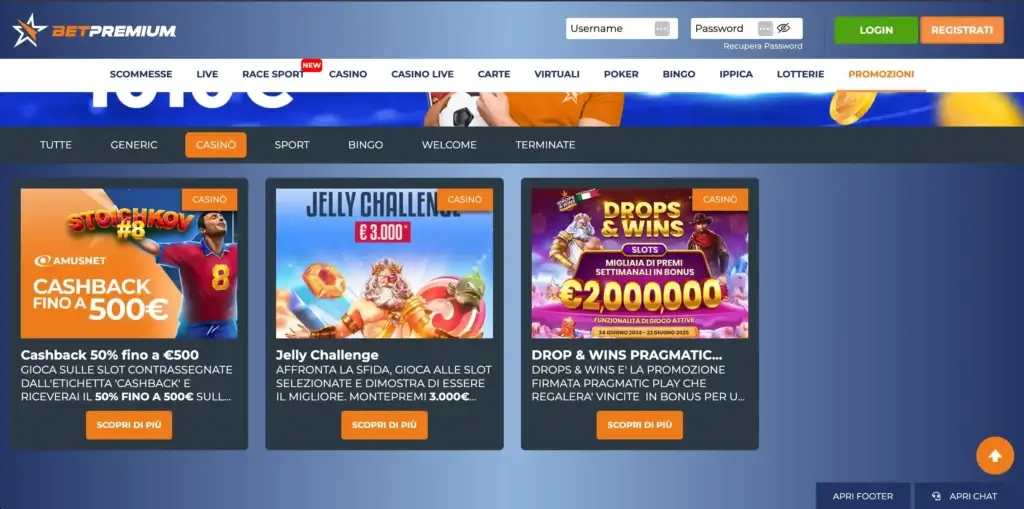 Promozioni del casinò di Betpremium