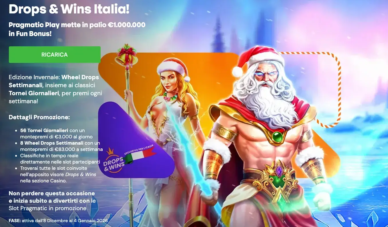 Promozione Drops & Wins natalizia di Betsson.it