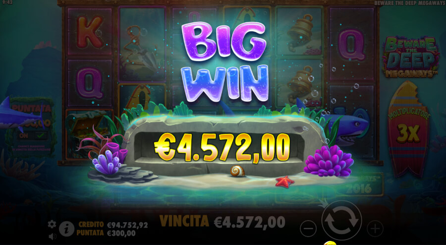Vincita nella slot Beware The Deep Megaways