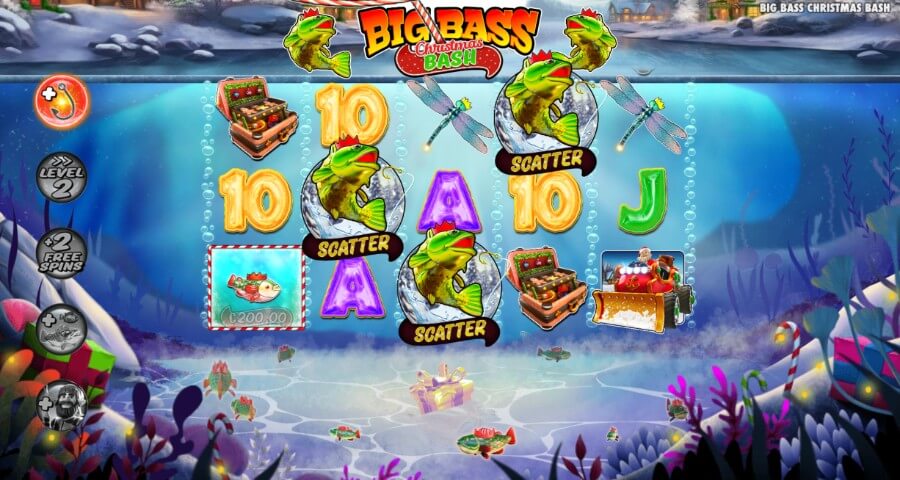 Funzione speciale dei giri gratis della slot Big Bass Christmas Bash