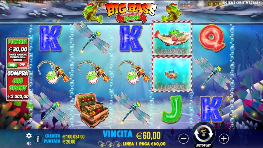 Schermata basilare della slot Big Bass Christmas Bash