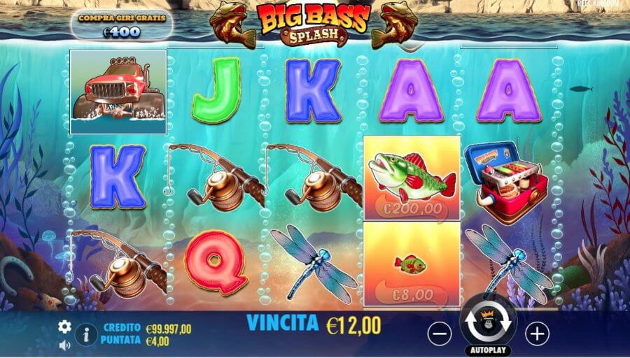 Giocata sui rulli della slot Big Bass Splash