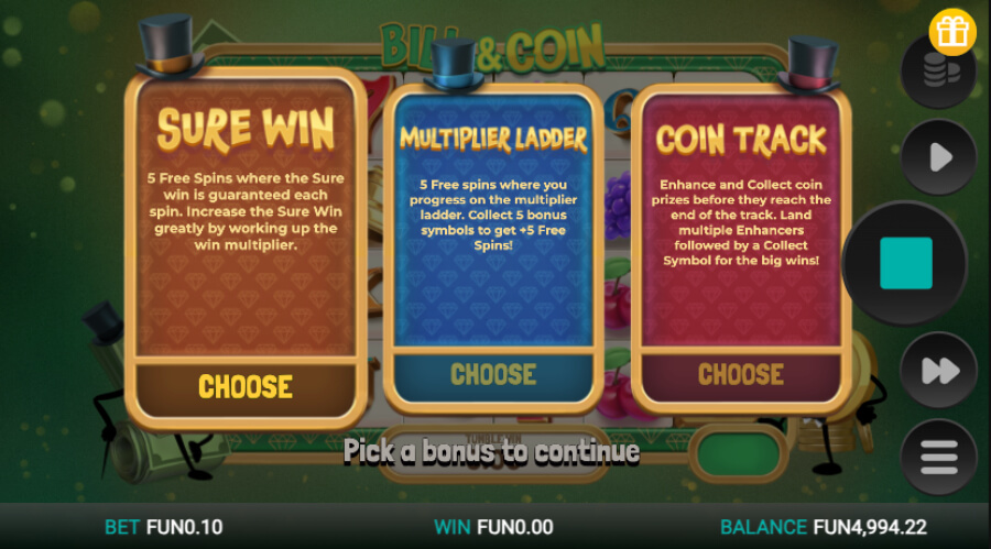 Funzioni extra di Bill and Coin