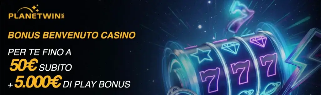 Bonus benvenuto per il casinò di Planetwin365.it