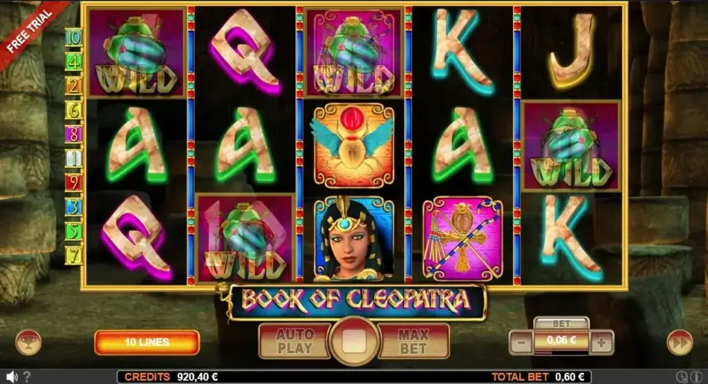 La funzione Mystery Wild in azione sulla video slot Book of Cleopatra