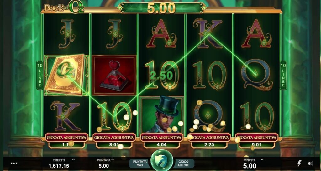 Il simbolo Wild è attivo nel gioco di slot online Book of Oz.