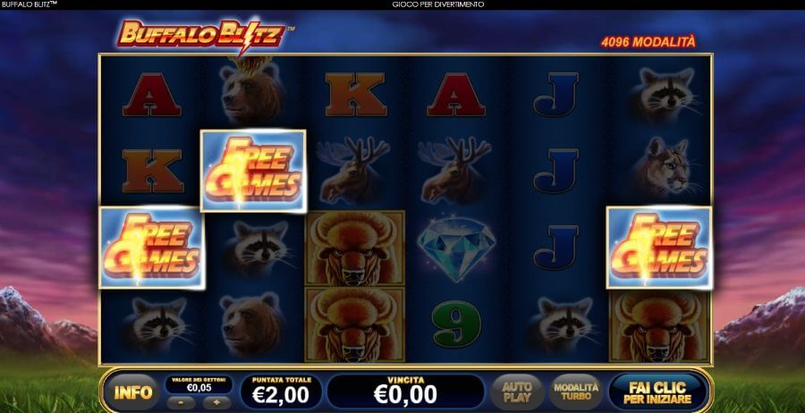 Free games nel gioco Buffalo Blitz slot