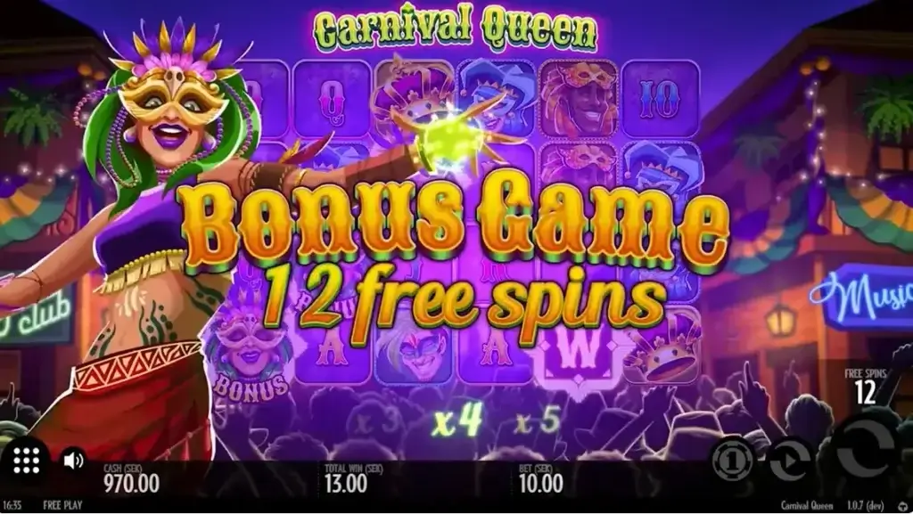 Numero di free spin ottenuti nella slot Carnival Queen