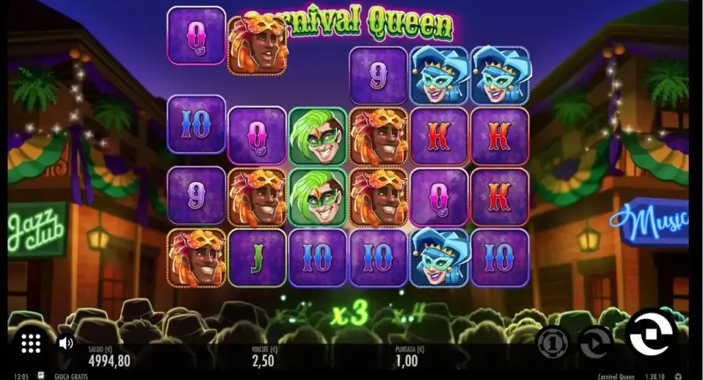 Giocata sui rulli della slot Carnival Queen