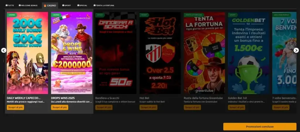 Promozioni attive su Casinomania