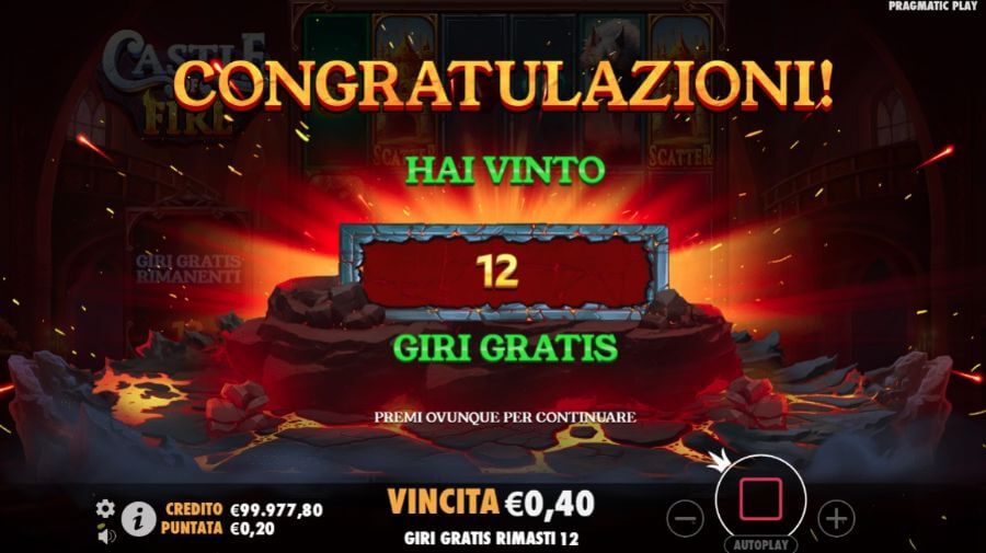 Free spin della slot Castle of Fire