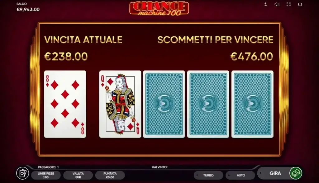 Il bonus game "Gioco di fortuna" nella Chance Machine 100 slot online