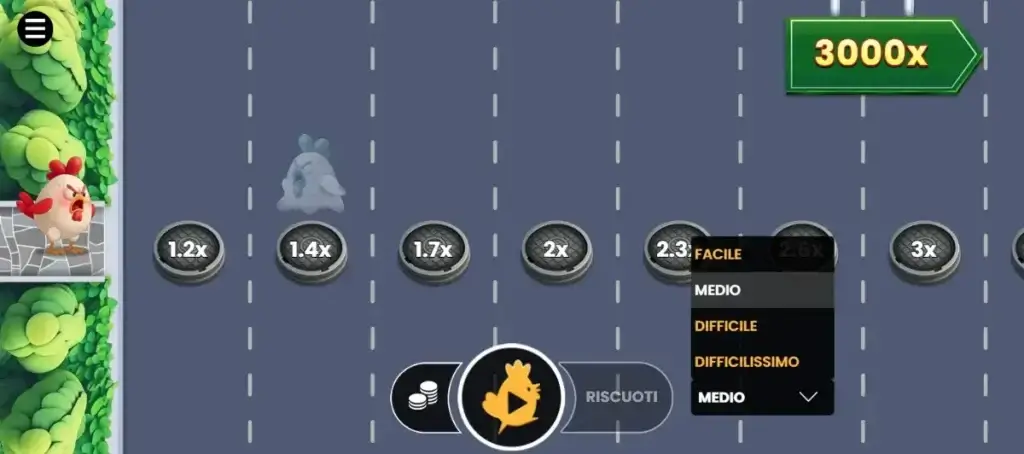 Clucking Cross crash game, i 4 livelli di gioco