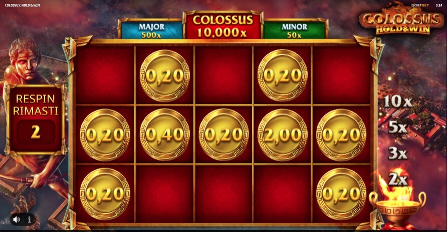 Respin e Moltiplicatore - slot Colossus: Hold & win