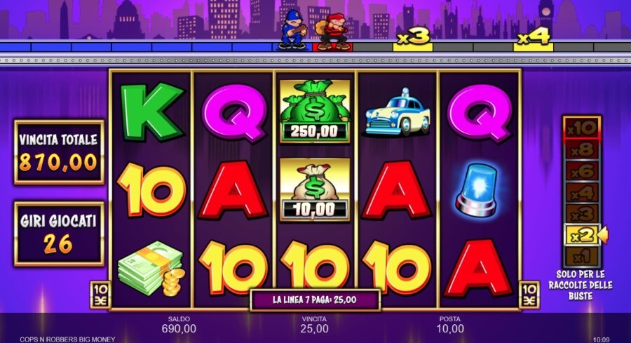 Schermata di gioco della slot Cops N Robbers Big Money