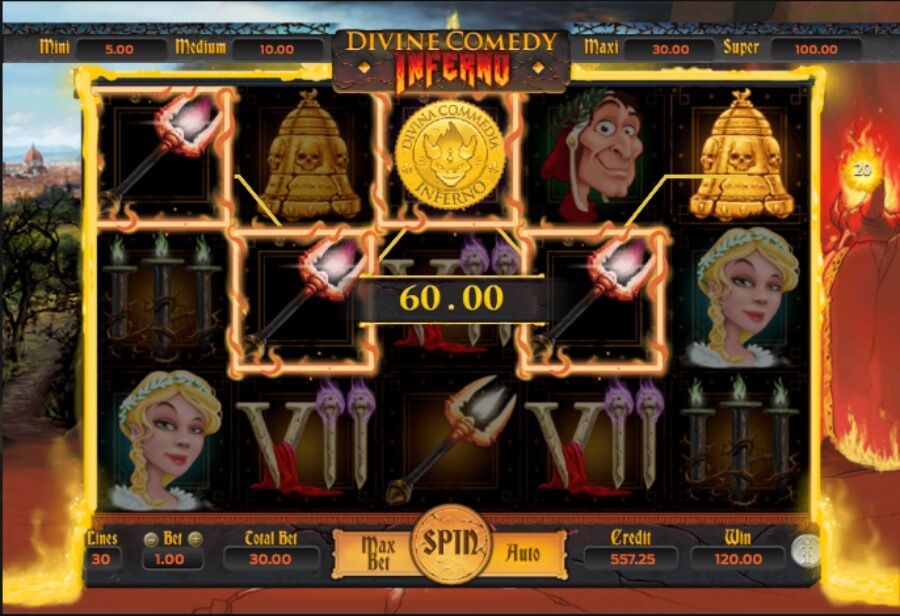 Schermata di gioco della slot Divina Commedia Inferno