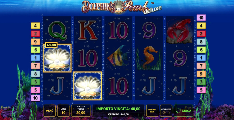 Slot Dolphin's Pearl Deluxe vincita con Scatter