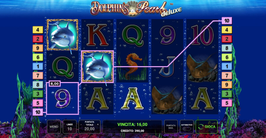 Slot Dolphin's Pearl Deluxe vincita con Wild