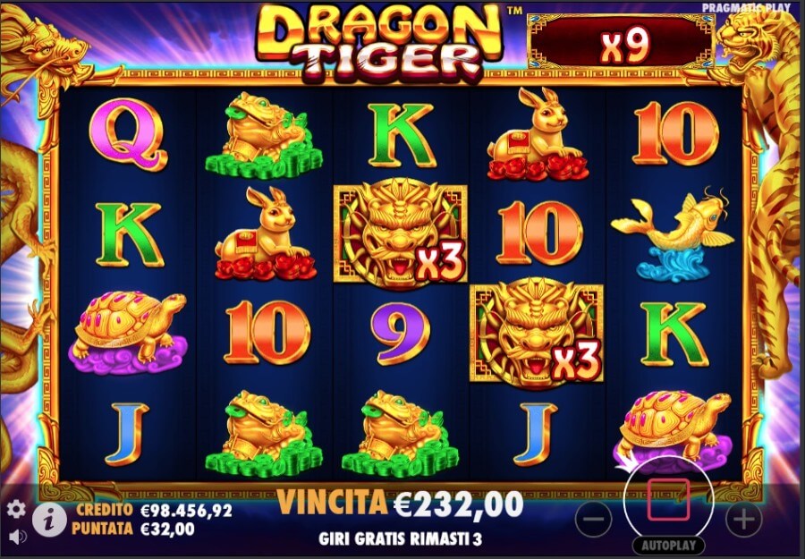 Modalità di gioco free spin: slot Dragon Tiger