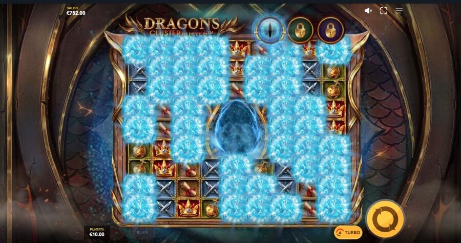 Funzione schiusa dell'uovo: slot Dragons ClusterBuster