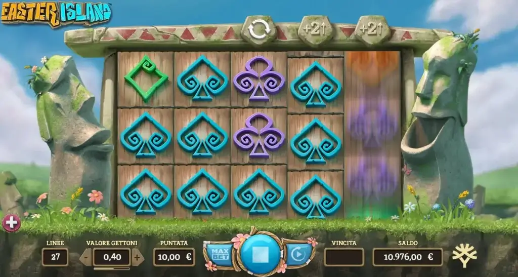 Girata dei rulli nella slot Easter Island