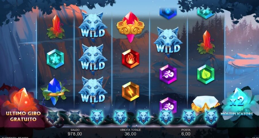 Schermata di gioco della slot Elemental Beast