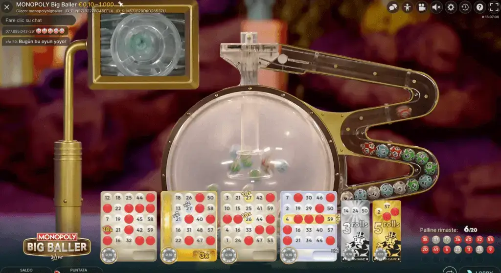 Estrazione numeri in MONOPOLY Big Baller