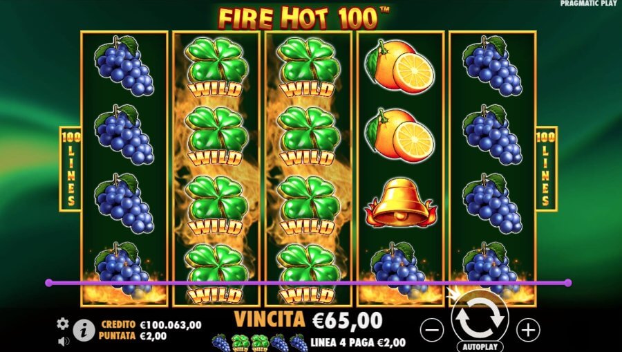 Wild ad espansione della slot Hot Fire 100