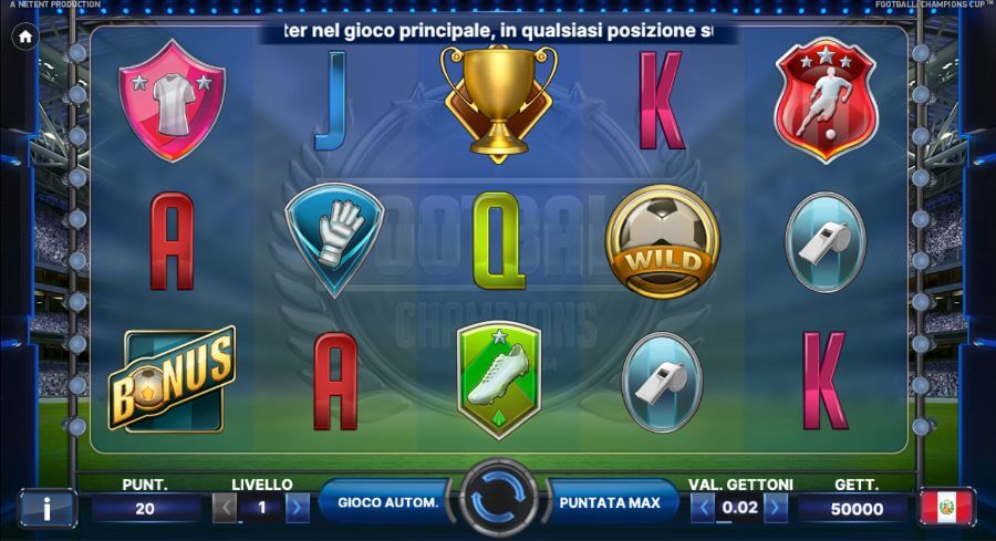 Schermata di gioco di Football Champions Cup