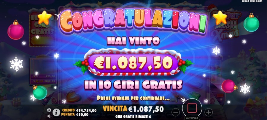 Vincita tramite free spin: Sugar Rush Xmas