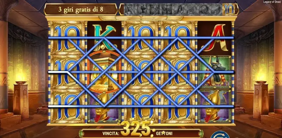 Free spin nella slot Legacy of Dead