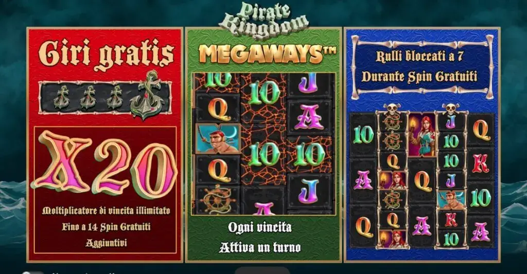 Funzioni speciali disponibili nella slot Pirate Kingdom Megaways