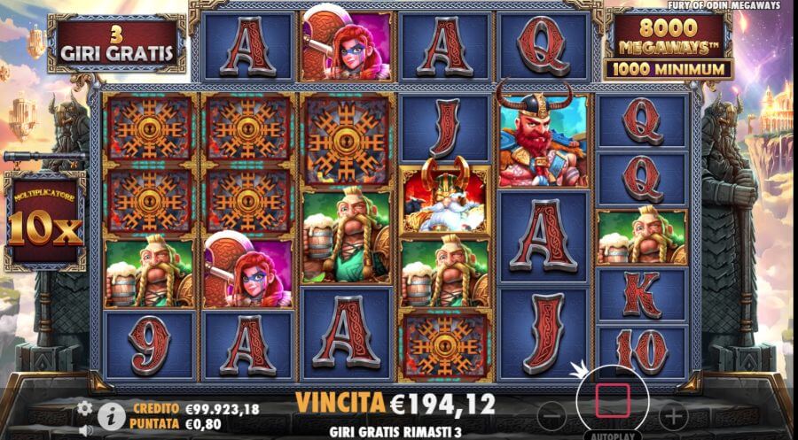 Funzione dei giri gratis in Fury of Odin Megaways slot
