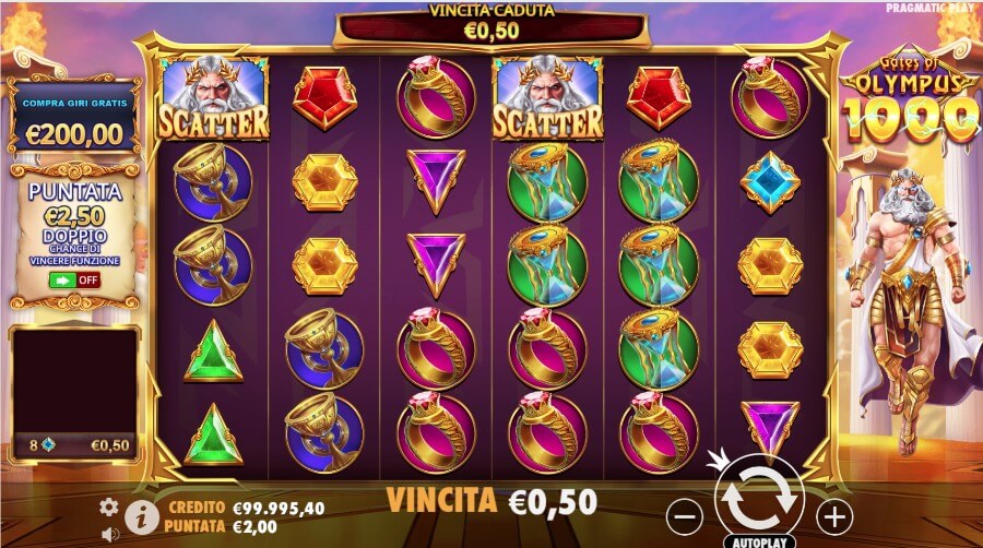 Schermata di gioco di Gates of Olympus 1000 slot