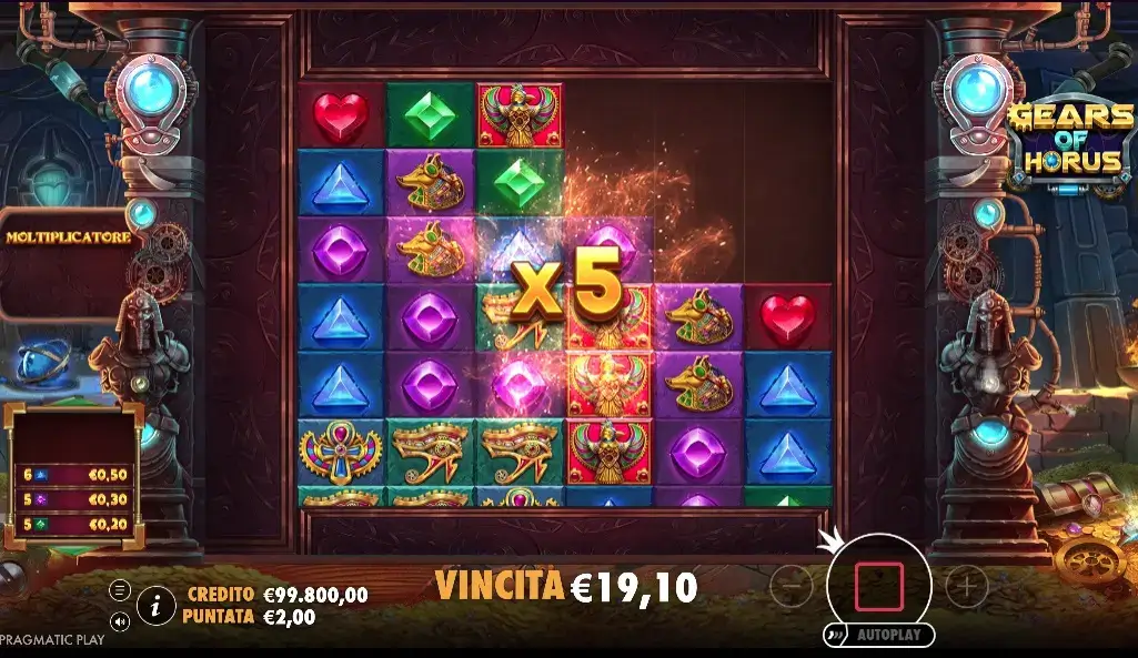 Bonus Free Spin con moltiplicatore nella slot digitale Gears of Horus