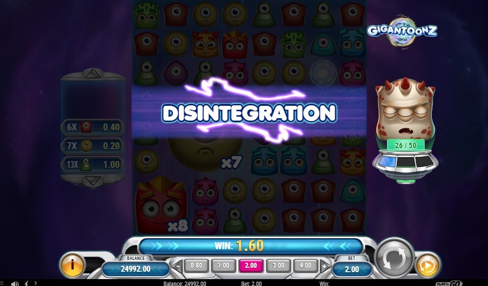 Funzione Disintegraation - video slot Gigantoonz